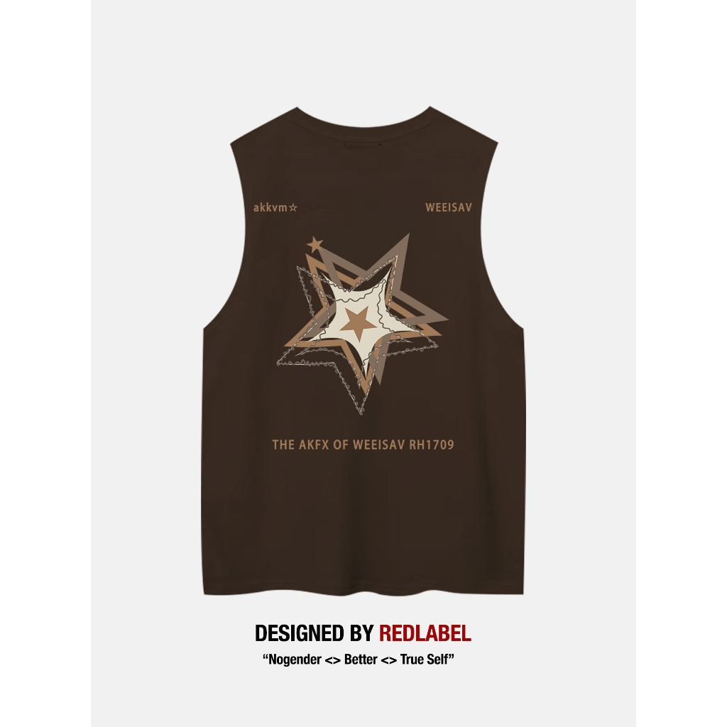 Áo Tank Top Nam Nữ RedLabel In Họa Tiết STAR-BROWN, Áo Ba Lỗ Sát Nách Nam Nữ Cotton Cá Tính TT25