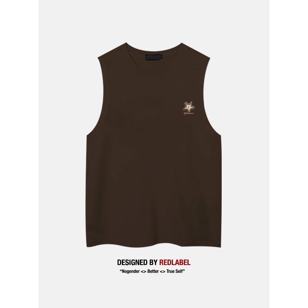 Áo Tank Top Nam Nữ RedLabel In Họa Tiết STAR-BROWN, Áo Ba Lỗ Sát Nách Nam Nữ Cotton Cá Tính TT25
