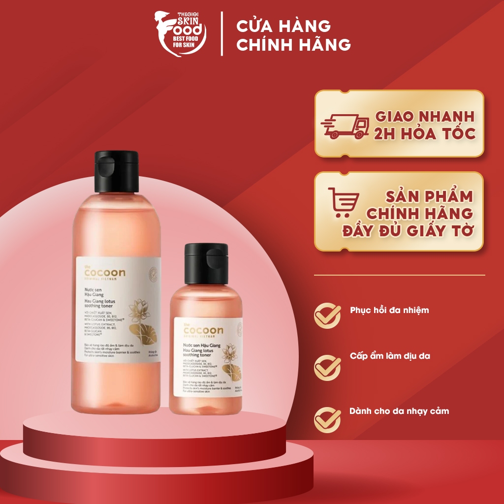 Nước Cân Bằng Sen Hậu Giang Làm Dịu Da Nhạy Cảm Cocoon Hau Giang Lotus Soothing Toner 310ml ThegioiSikinfood