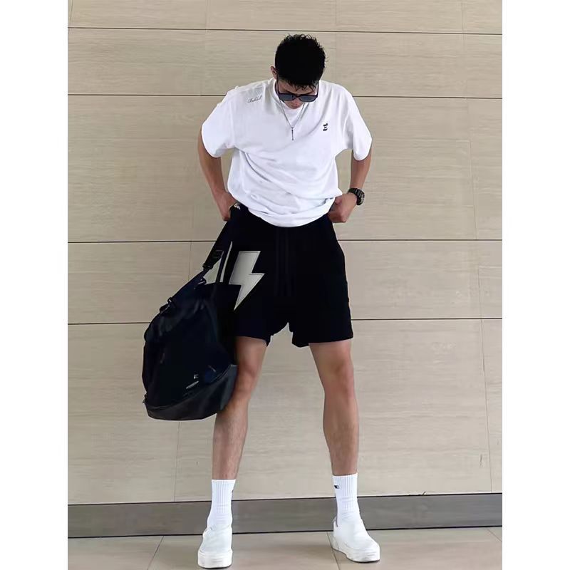 Quần Đùi Nỉ Shorts Họa Tiết In LIGHTNING REDLABEL Cá Tính Cao Cấp Thun Nỉ Dày Dặn Có Túi Kết Hợp Dây Rút