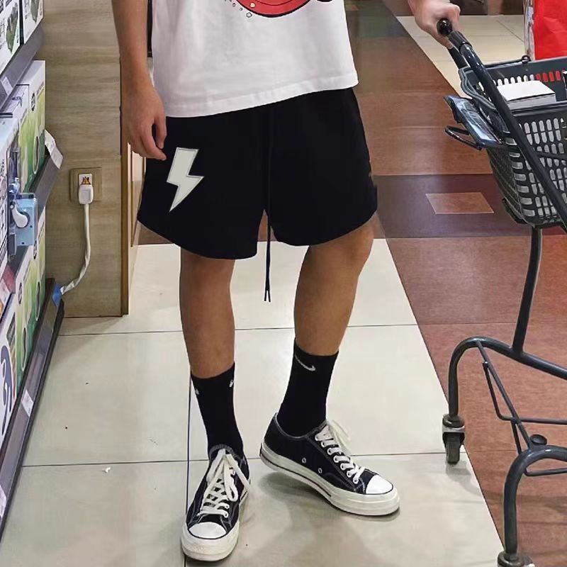 Quần Đùi Nỉ Shorts Họa Tiết In LIGHTNING REDLABEL Cá Tính Cao Cấp Thun Nỉ Dày Dặn Có Túi Kết Hợp Dây Rút