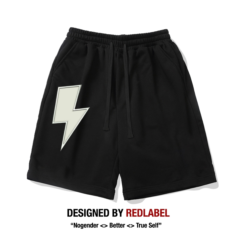 Quần Đùi Nỉ Shorts Họa Tiết In LIGHTNING REDLABEL Cá Tính Cao Cấp Thun Nỉ Dày Dặn Có Túi Kết Hợp Dây Rút