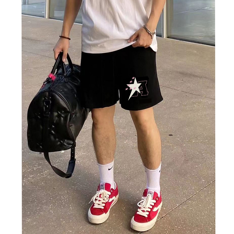 Quần Short Nỉ Họa Tiết In A-STAR REDLABEL Cá Tính Cao Cấp, Quần Đùi Thun Nỉ Dày Dặn Có Túi Kết Hợp Dây Rút