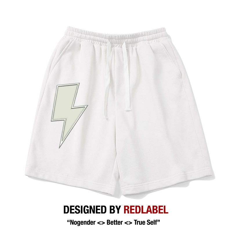 Quần Đùi Nỉ Shorts Họa Tiết In LIGHTNING REDLABEL Cá Tính Cao Cấp Thun Nỉ Dày Dặn Có Túi Kết Hợp Dây Rút