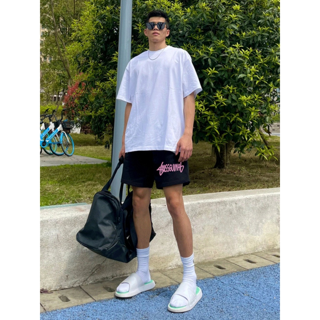 Quần Short Nam Nữ Quần Thun Ngố Họa Tiết PINK ,Quần Short Nỉ Đùi Dày Dặn Có Túi Kết Hợp Dây Rút,Quần Cộc Hè