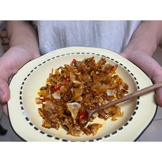 Vụn vi cá đuối bơ tỏi, dai dai, cay cay, ăn vặt hoặc ăn với cơm, cháo - 250gr