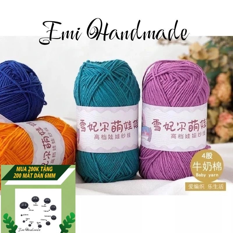 Len baby yarn không bai dão, không phai màu, an toàn cho trẻ nhỏ, cực kì mềm mại 40g (bảng 01 đến 50)