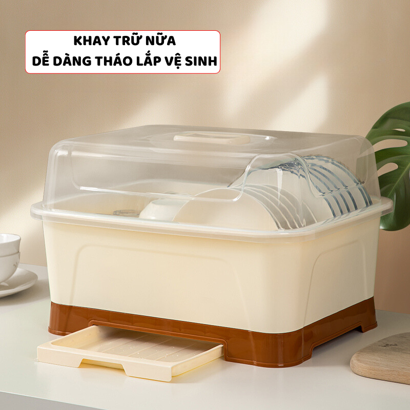 Kệ Úp Bát Đĩa ENODA HOME, Giá Đựng Chén Bát, Có Nắp Đậy Chống Bụi Chống Côn Trùng, Có Khay Thoát Nước Chống Ẩm Mốc GB030
