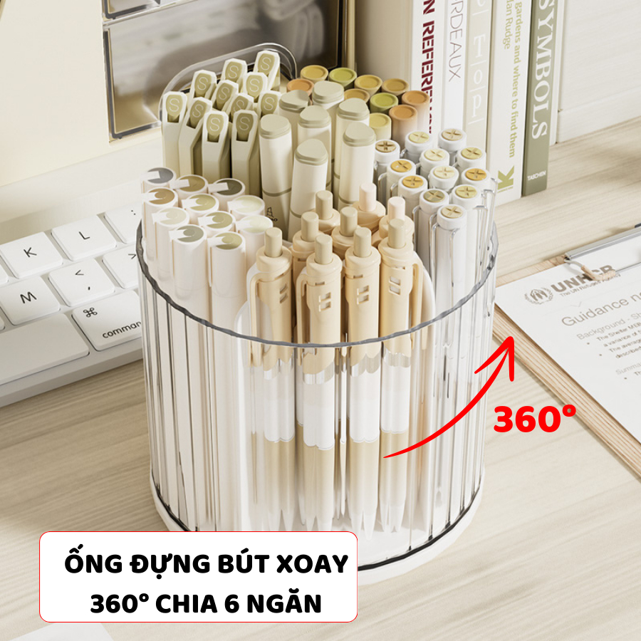 Hộp Bút Để Bàn ENODA HOME Khay Đựng Bút Thiết Kế 2In1, Có Ngăn Kéo Đựng Phụ Kiện, Ống Bút Xoay 360 P056