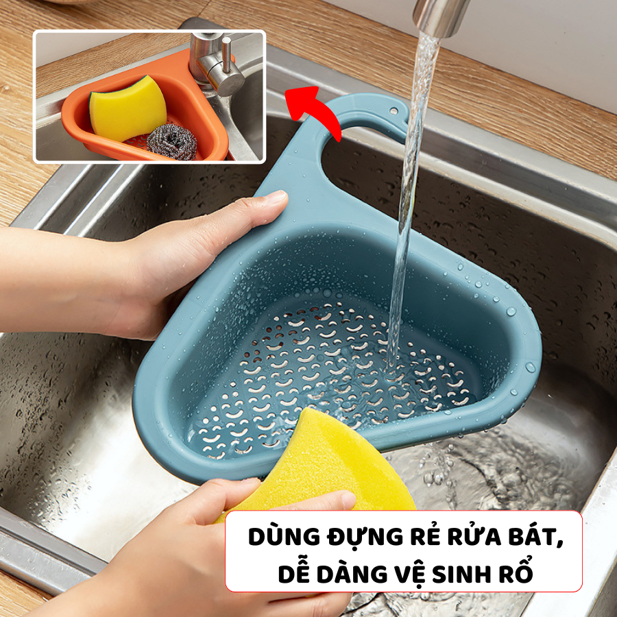 Khay Lọc Rác Bồn Rửa Chén, Lọc Thức Ăn Thừa, Rổ Tam Giác Dạng Lưới, Đựng Giẻ Rửa Bát C005