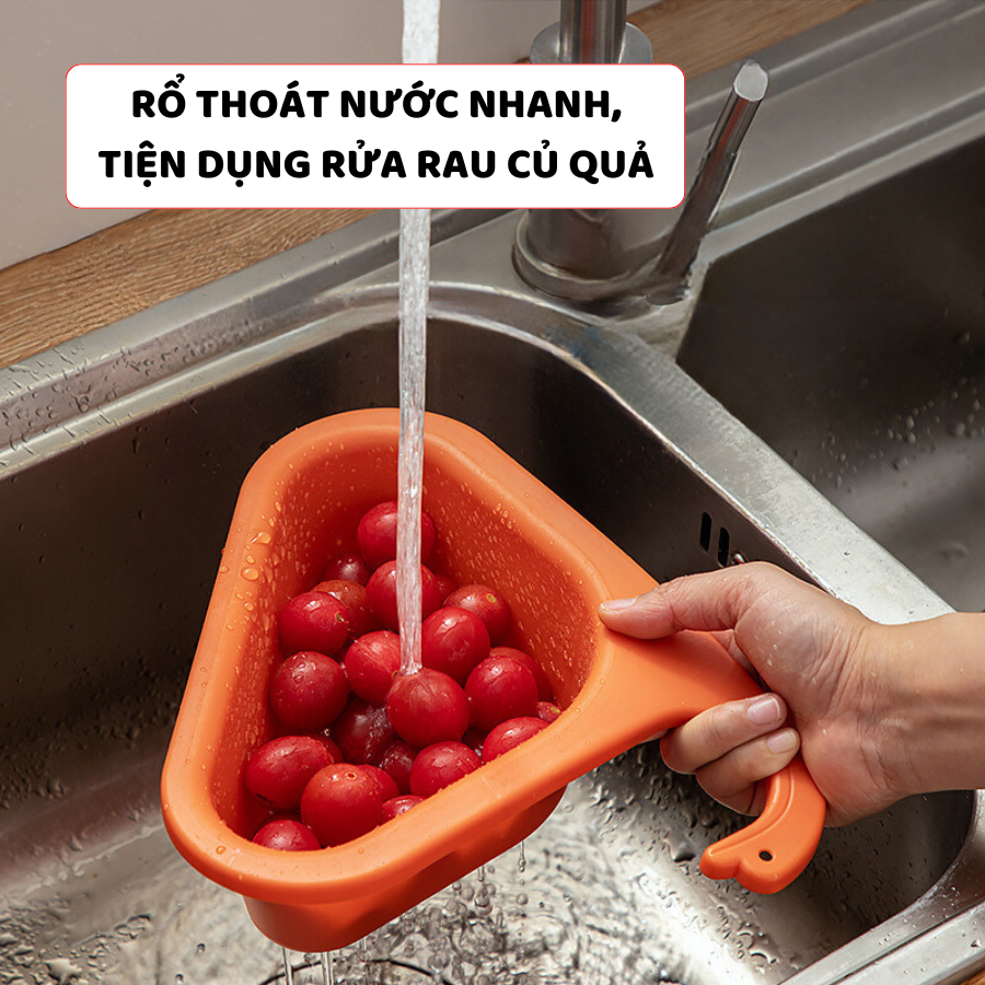 Khay Lọc Rác Bồn Rửa Chén, Lọc Thức Ăn Thừa, Rổ Tam Giác Dạng Lưới, Đựng Giẻ Rửa Bát C005