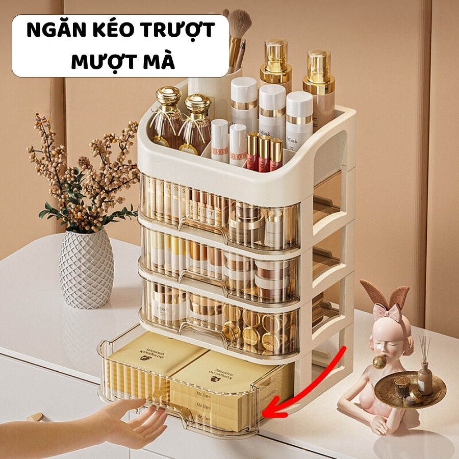 Kệ Đựng Mĩ Phẩm ENODA HOME, Kệ Nhựa Nhiều Tầng Để Bàn, Tủ Mini Đựng Đồ Thiết Kế Tinh Tế P025