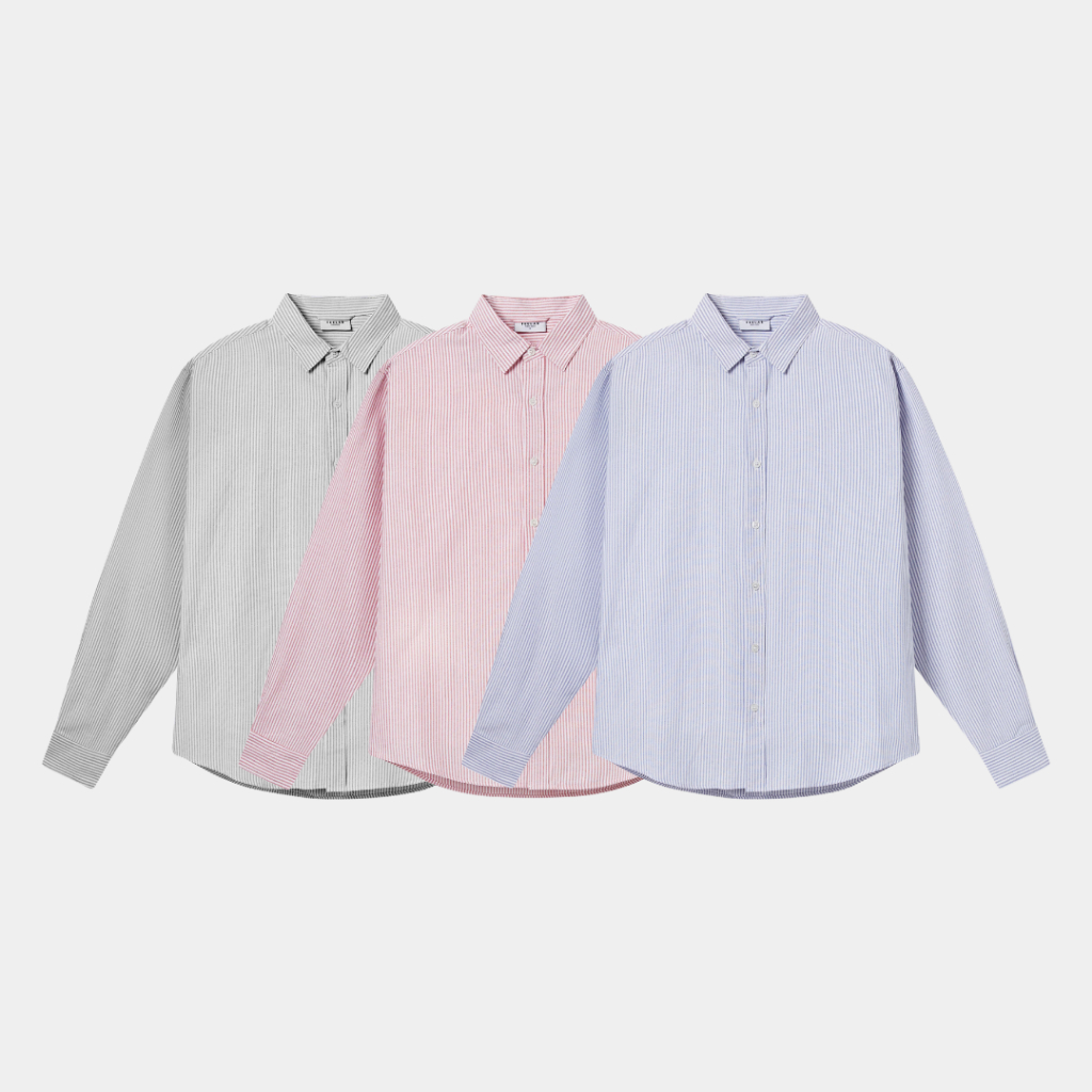 Ảnh Áo Sơ Mi Tay Dài Kẻ Sọc Teelab Local Brand Vải Oxford Cao Cấp Oversize 3 Màu Xanh, Hồng, Xám SS047 1
