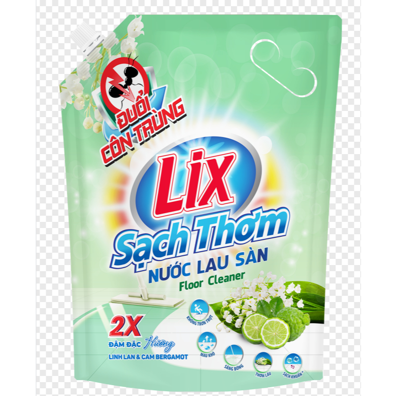 Ảnh Nước lau sàn Lix sạch thơm hương Linh Lan và cam Bergamot cho nền nhà sạch bóng ngát hương 3,2L/T04 (túi) 18003 2