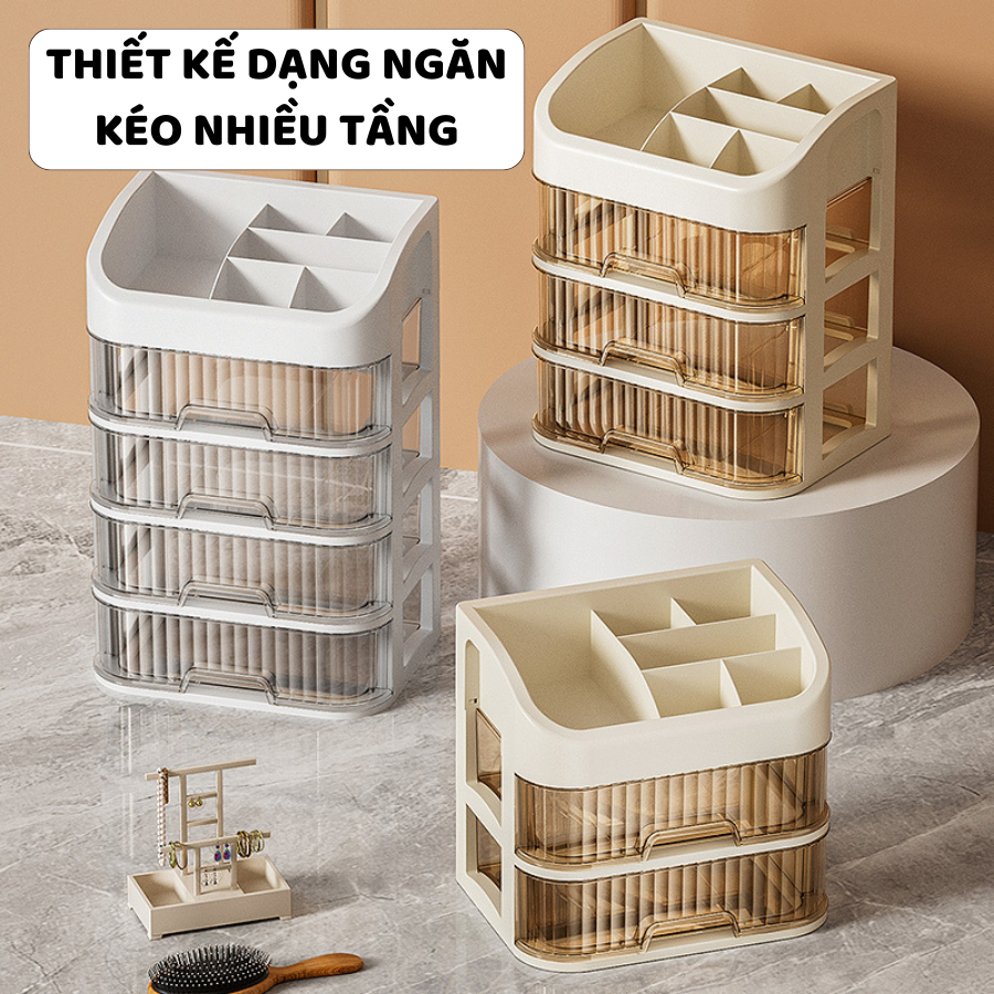 Kệ Đựng Mĩ Phẩm ENODA HOME, Kệ Nhựa Nhiều Tầng Để Bàn, Tủ Mini Đựng Đồ Thiết Kế Tinh Tế P025