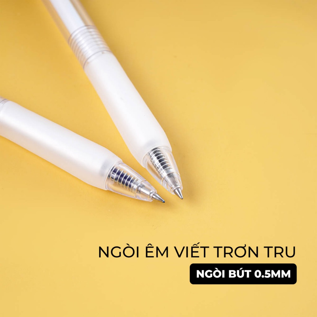 Bút Gel Bấm Classmate Bút Nước Ngòi 0.5mm Mực Xanh Đen Tím Đỏ Bút Mực Gel Viết Trơn Mực Đều Có Đệm Tay CL-GP110