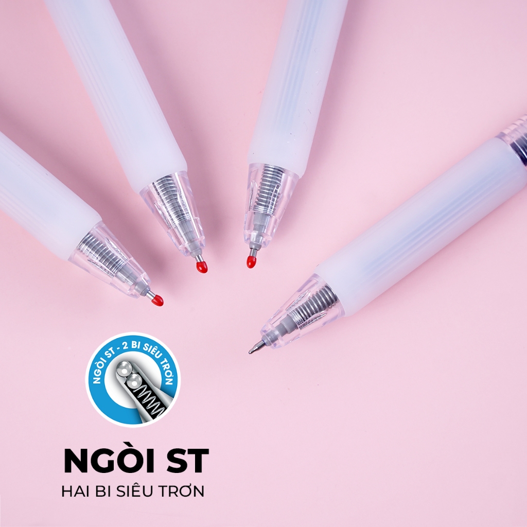 Bút Bi Nước Bút Gel Mực Bấm Ngòi ST 0.5mm Classmate Bút Nước Mực Đen Xanh Mực Đều Nét Trơn Ghi Chép Luyện Thi CL-GP112