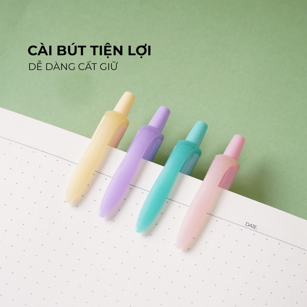 Hộp 4 Chiếc Bút Gel Bấm Classmate Bút Nước Ngòi 0.5mm Bút Mực Xanh Có Đệm Tay Chống Trơn Viết Trơn Mực Ra Đều CL-GP108