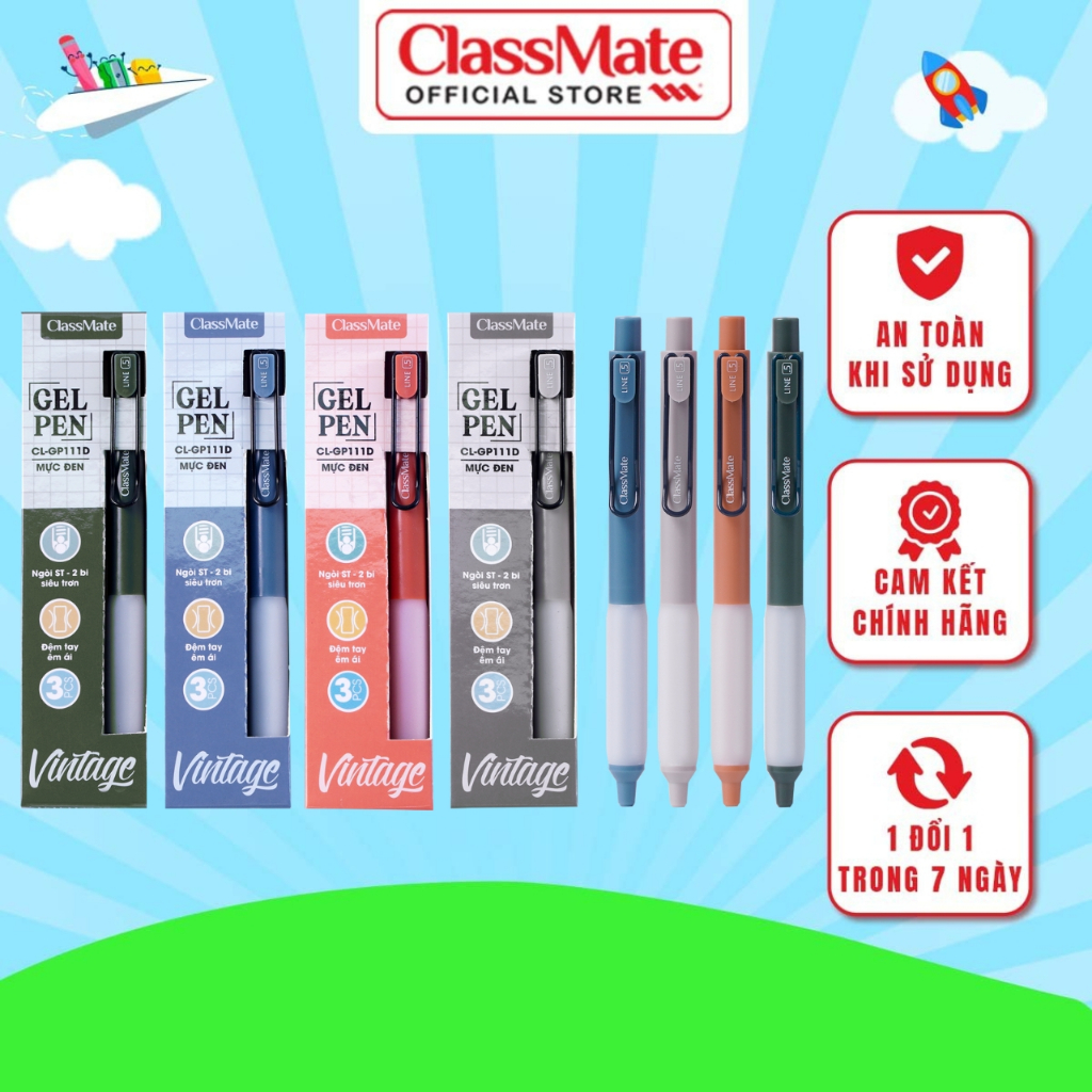 Hộp 3 Chiếc Bút Gel Bấm Classmate Bút Nước Ngòi 0.5mm, Bút Vintage Ngòi ...