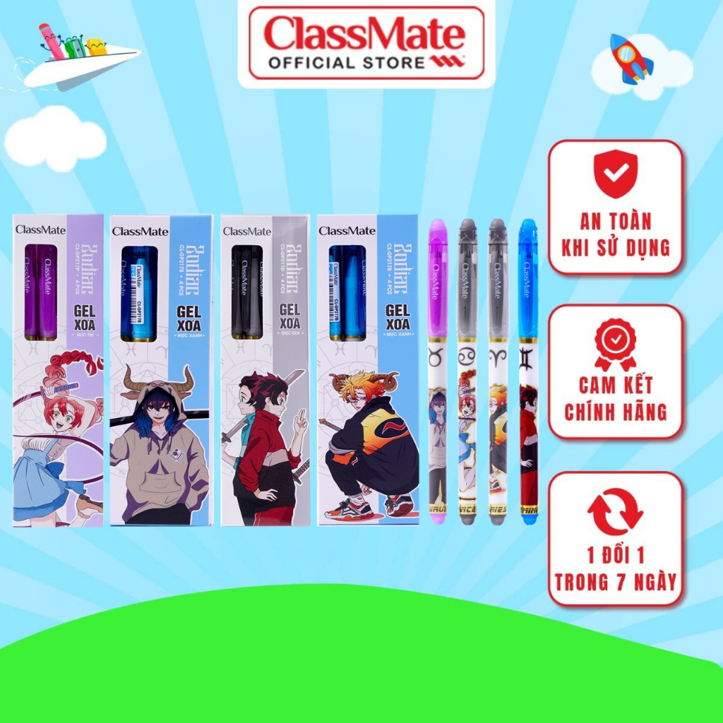 Bút Gel Xóa Được Classmate Bút Nước Ngòi 0.5mm Cung Hoàng Đạo 3 Màu Mực Có Đầu Tẩy Mực Tẩy Xóa Dễ Dàng,Tiện Lợi CL-GP217