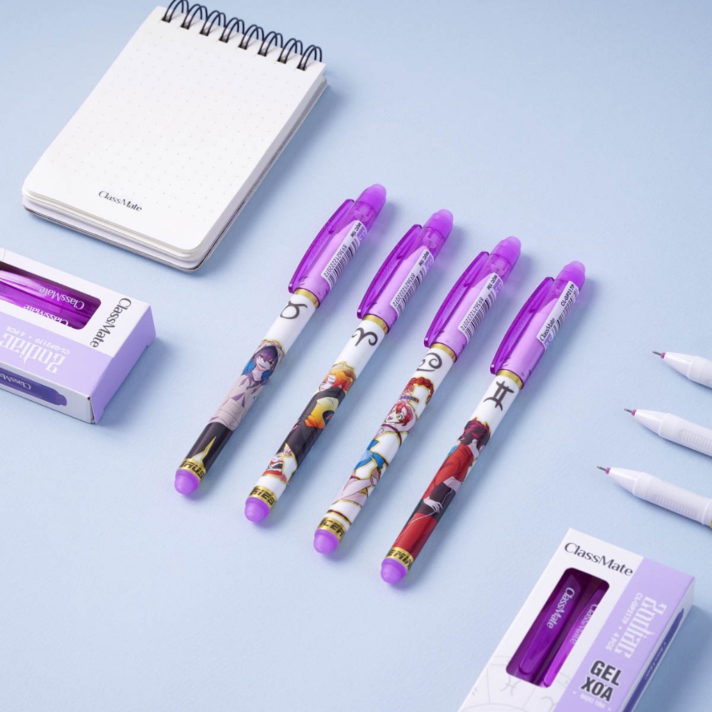 Bút Gel Xóa Được Classmate Bút Nước Ngòi 0.5mm Cung Hoàng Đạo 3 Màu Mực Có Đầu Tẩy Mực Tẩy Xóa Dễ Dàng,Tiện Lợi CL-GP217