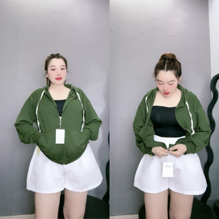Áo khoác thun gân dày The Simple bigsize , áo khoác thời trang vải sọc gân Thông thường Trơn Mùa hè mặc xinh xắn KHOAC2/