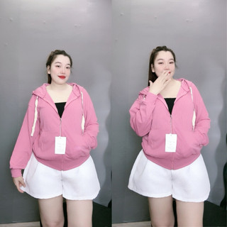 Áo khoác thun gân dày The Simple bigsize , áo khoác thời trang vải sọc gân Thông thường Trơn Mùa hè mặc xinh xắn KHOAC2/