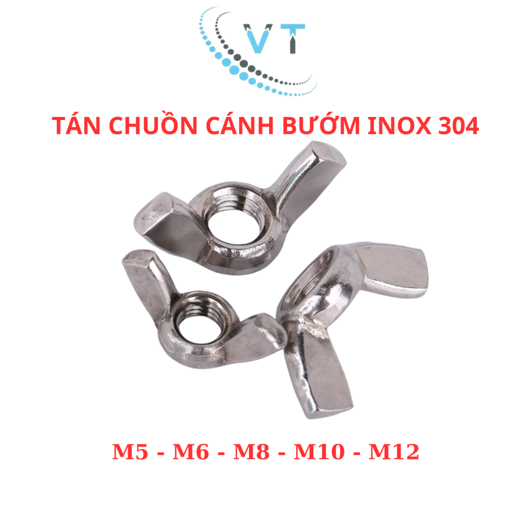 Tán chuồn vặn tay INOX 304 - Đai ốc cánh bướm các loại M4 M5 M6 M8 M10 M12
