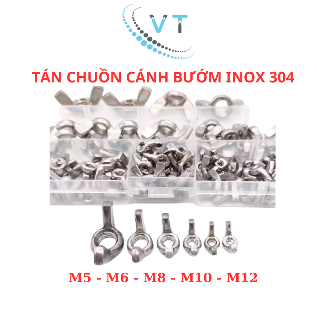 Tán chuồn vặn tay INOX 304 - Đai ốc cánh bướm các loại M4 M5 M6 M8 M10 M12