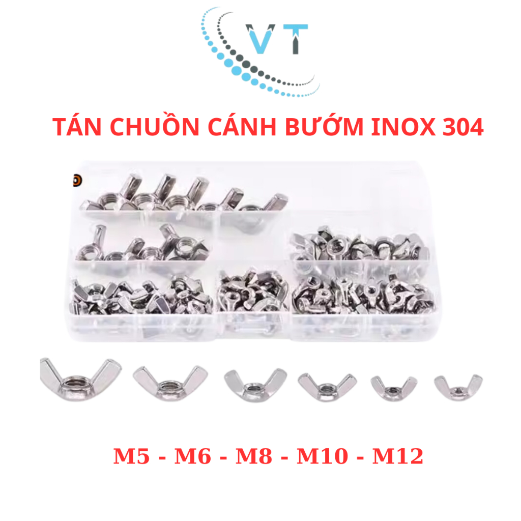 Tán chuồn vặn tay INOX 304 - Đai ốc cánh bướm các loại M4 M5 M6 M8 M10 M12