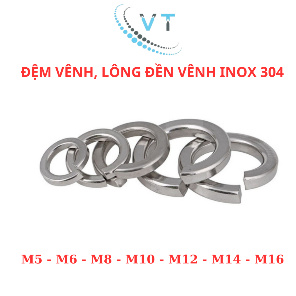 [Túi 20-50 Con] Vòng Đệm Vênh, Long Đền Vênh INOX 304 M4 M5 M6 M8 M10 M12 M14 M16 - Chống Lỏng Ốc, Chống Rung Tuyệt Đối