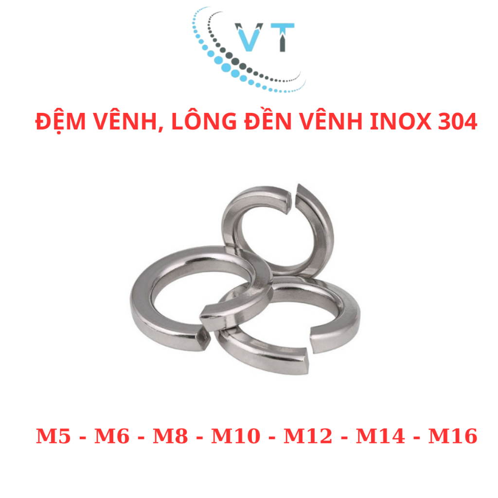 [Túi 20-50 Con] Vòng Đệm Vênh, Long Đền Vênh INOX 304 M4 M5 M6 M8 M10 M12 M14 M16 - Chống Lỏng Ốc, Chống Rung Tuyệt Đối