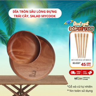 Dĩa Gỗ Tròn Sâu decor chụp ảnh, trộn salad MYCOOK