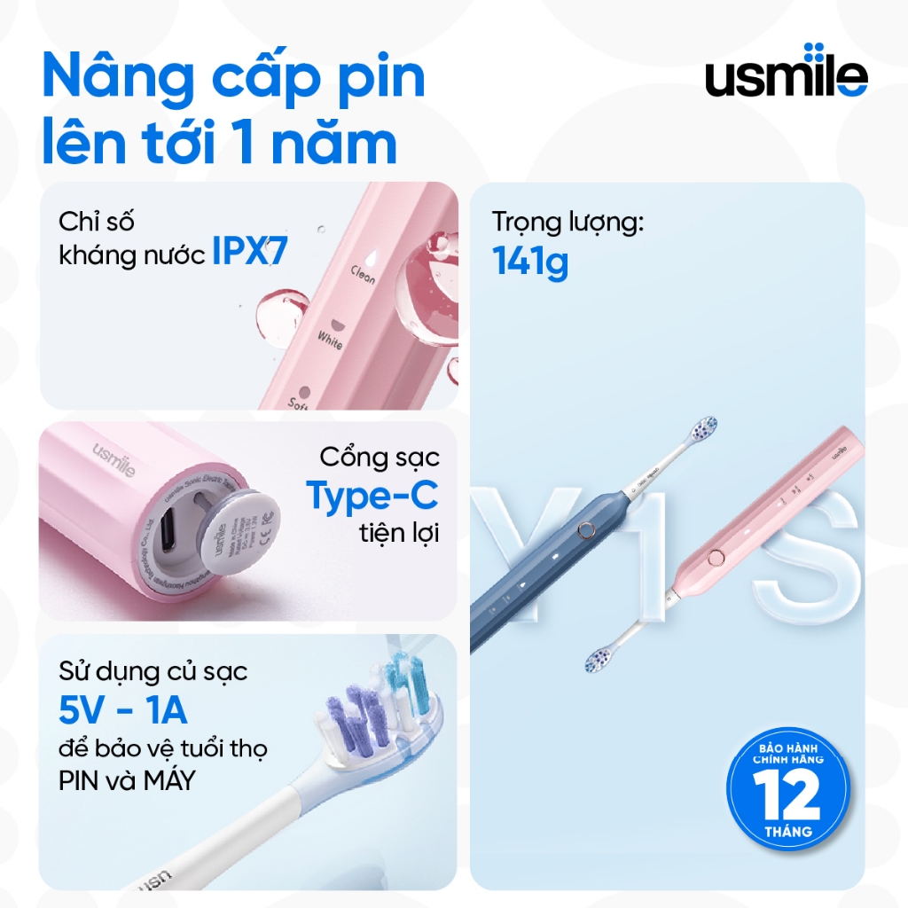 Ảnh Bàn chải điện sóng siêu âm usmile Y1S - Chính hãng - BH 12 tháng 3