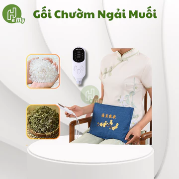 Túi chườm nóng muối biển ngải thảo dược làm nóng bằng điện lưu thông khí huyết, giảm đau mỏi | Gối chườm muối thảo dược