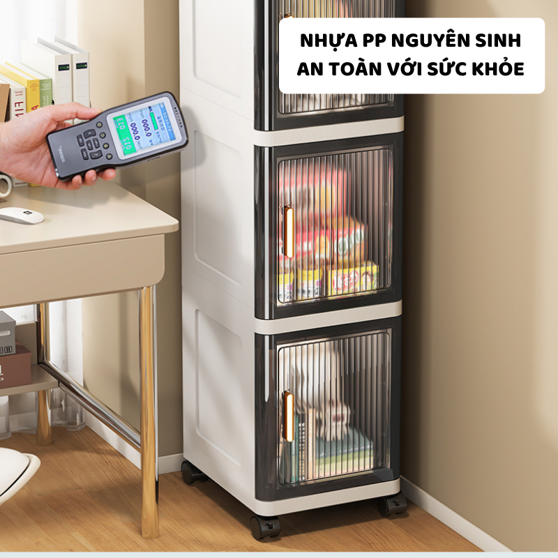 Tủ Đựng Đồ ENODA HOME, Tủ Nhựa Khe Hẹp Thiết Kế Sang Trọng, Cửa Kín Chống Ẩm Chống Bụi TUN006