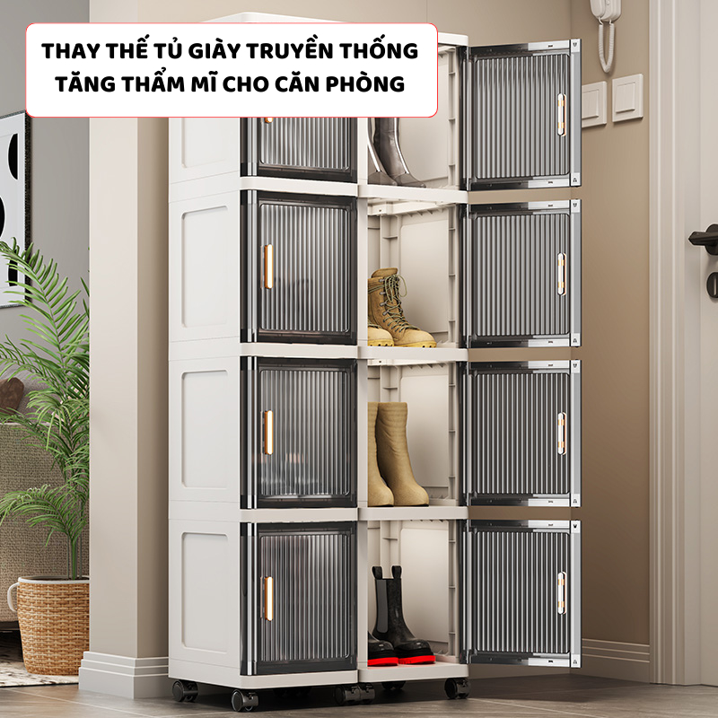 Tủ Đựng Đồ ENODA HOME, Tủ Nhựa Khe Hẹp Thiết Kế Sang Trọng, Cửa Kín Chống Ẩm Chống Bụi TUN006