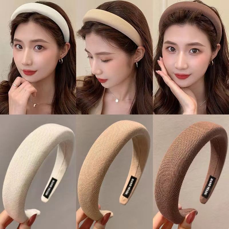 Product image Băng Đô Cài Tóc Bản Rộng Màu Trơn Phong Cách Vintage 2