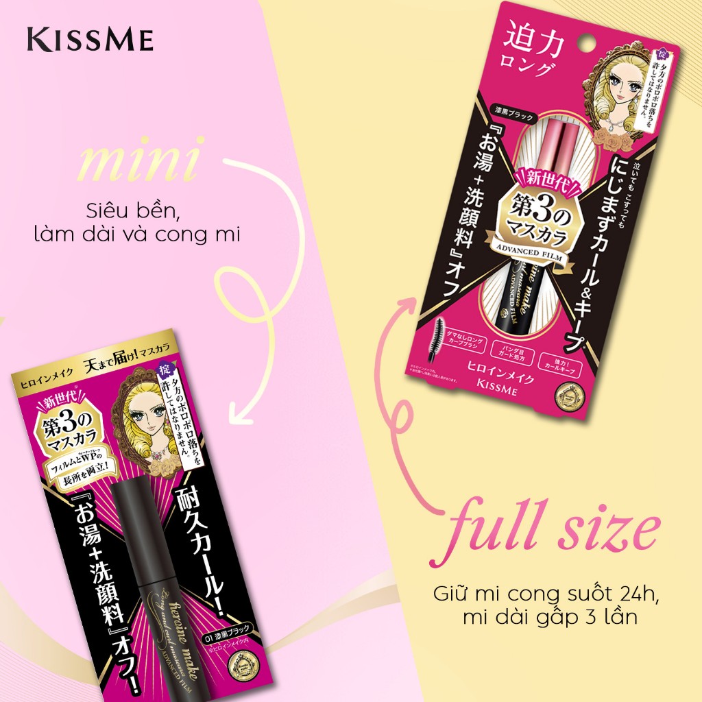 Mascara Kissme Heroine Make Chống Trôi Giúp Nâng Cong Và Dài Mi (6g)