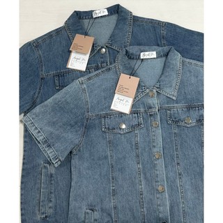 Đầm Nữ Denim Dáng Suông Dài Tay Ngắn Có Cúc Phong Cách Đơn Giản Năng Động