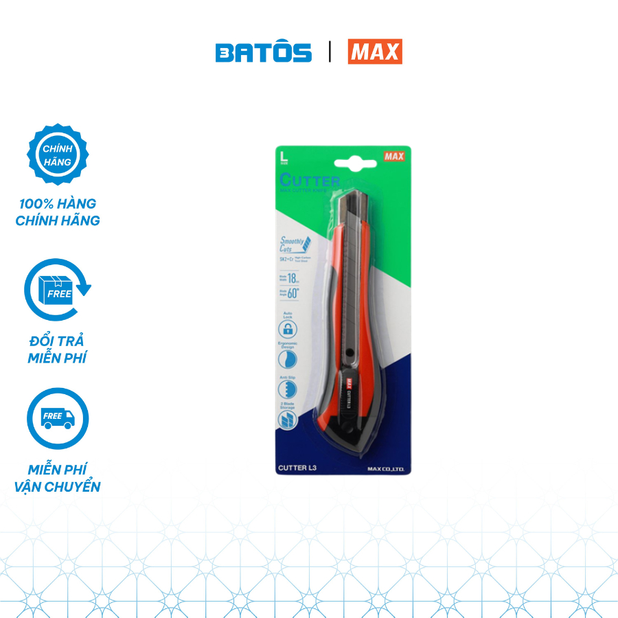 [Công thái học] Dao trổ MAX - Nhật Bản L3 18mm, thép SK2 + Crom, siêu sắc - siêu bền.