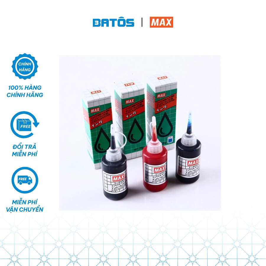 Mực dấu đóng số nhảy MAX NR90220 - 1 lọ - Hàng chính hãng, nhập khẩu Nhật Bản, không cặn, in rõ nét