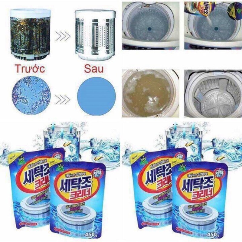 Bột Vệ Sinh máy giặt Hàn Quốc sát khuẩn khử mùi an toàn cho gia đình 450g