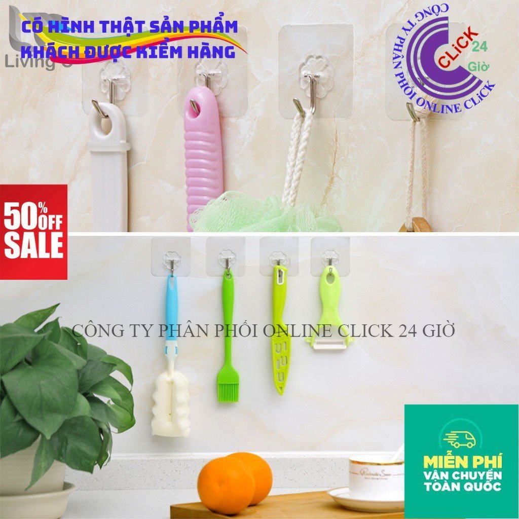 Móc Dán Tường Siêu Dính Trong Suốt Chịu Lực Tốt Treo Tường Chắc Chắn 6x6 cm  Móc Dán Tường Siêu Dính Trong Suốt