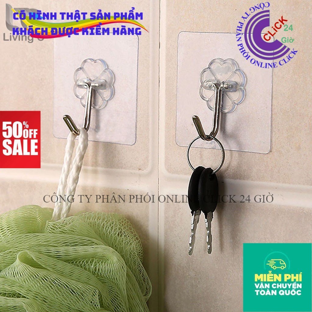 Móc Dán Tường Siêu Dính Trong Suốt Chịu Lực Tốt Treo Tường Chắc Chắn 6x6 cm  Móc Dán Tường Siêu Dính Trong Suốt