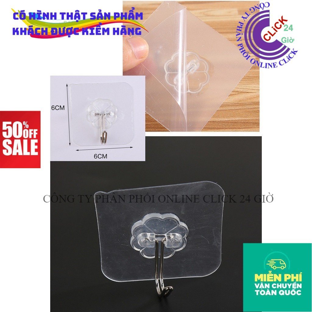 Móc Dán Tường Siêu Dính Trong Suốt Chịu Lực Tốt Treo Tường Chắc Chắn 6x6 cm  Móc Dán Tường Siêu Dính Trong Suốt