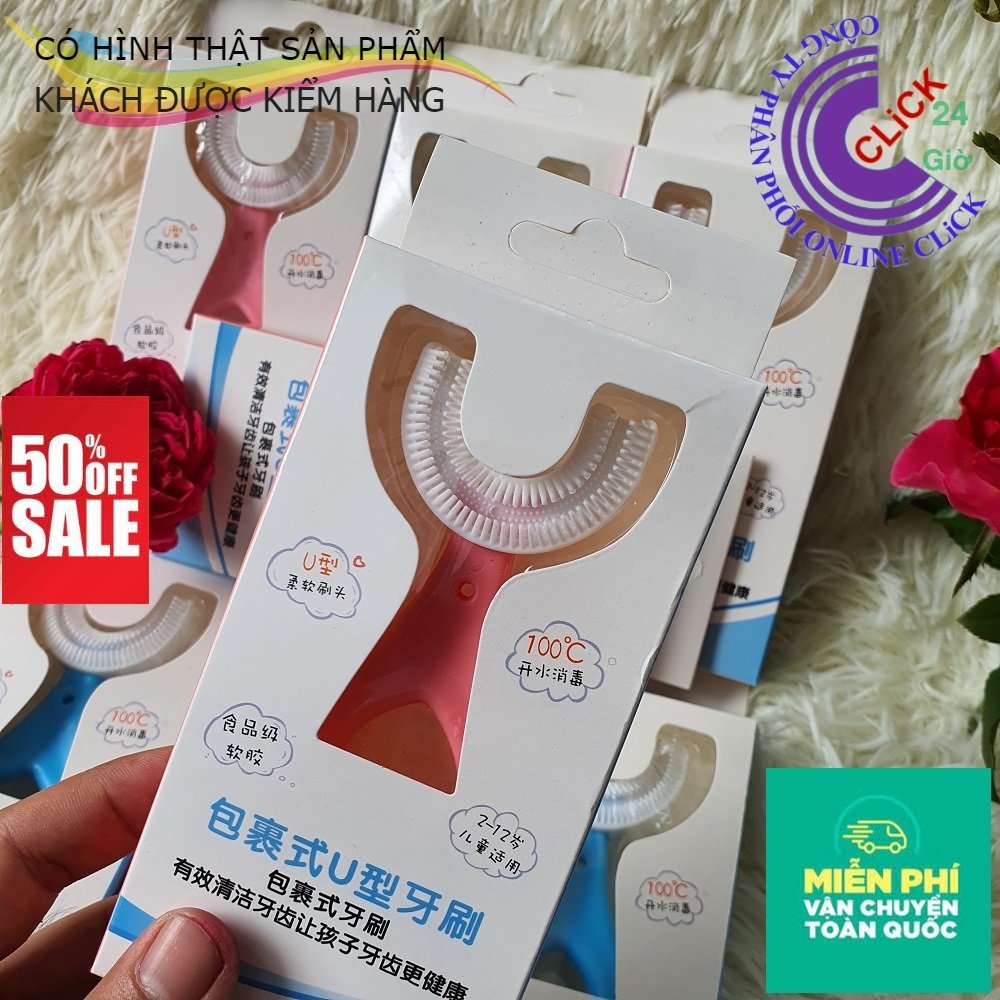 Bàn Chải Đánh Răng Chữ U Silicon chải sạch mọi ngóc ngách nhưng không làm tổn thương răng bé
