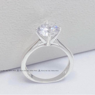 nhẫn bạc ta , viền trơn đá chủ 6li tài lộc - jena sliver
