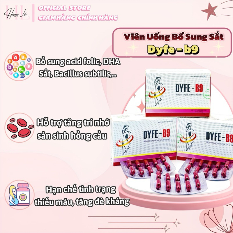 ✅[Hàng chính hãng] Bổ sung Acid folic , sắt DYFE B9 hạn chế tình trạng thiếu máu Viện Pasteur Đà Lạt