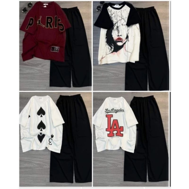 Tổng Hợp Các Set Quần Ống Rộng Đen Hack Dáng + Mix Áo Phông Form Rộng Tay Lỡ Unisex